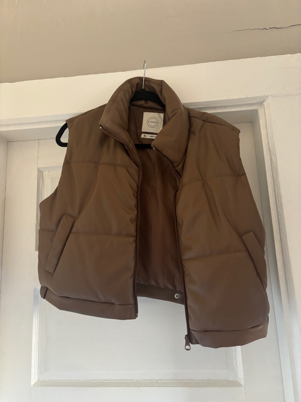 Brown Puffer Vest - women’s leather Vest